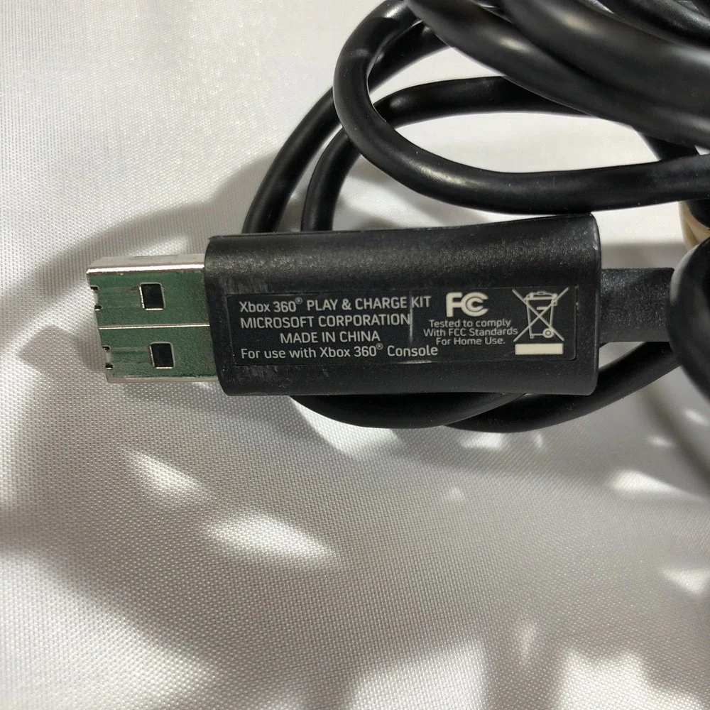Microsoft Xbox 360 OEM Play & Charge Controller USB Charging Cable Black